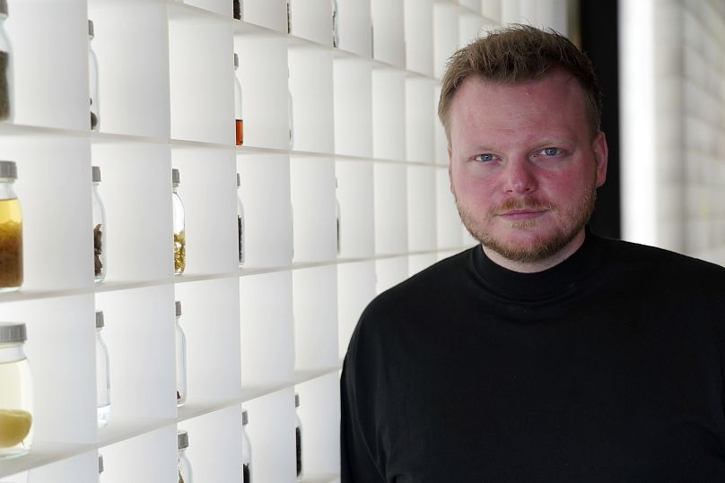 Rasmus Munk, co-owner and chef of Alchemist restaurant, poses inside Alchemist’s kitchen, in Copenhagen, Denmark, Monday May 6, 2024.