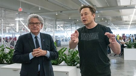 EU Commissioner for the Internal Market Thierry Breton and X'owner Elon Musk.