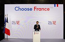 French President Emmanuel Macron during the "Choose France" FDI summit at the Chateau de Versailles, outside Paris. May 13, 2024.