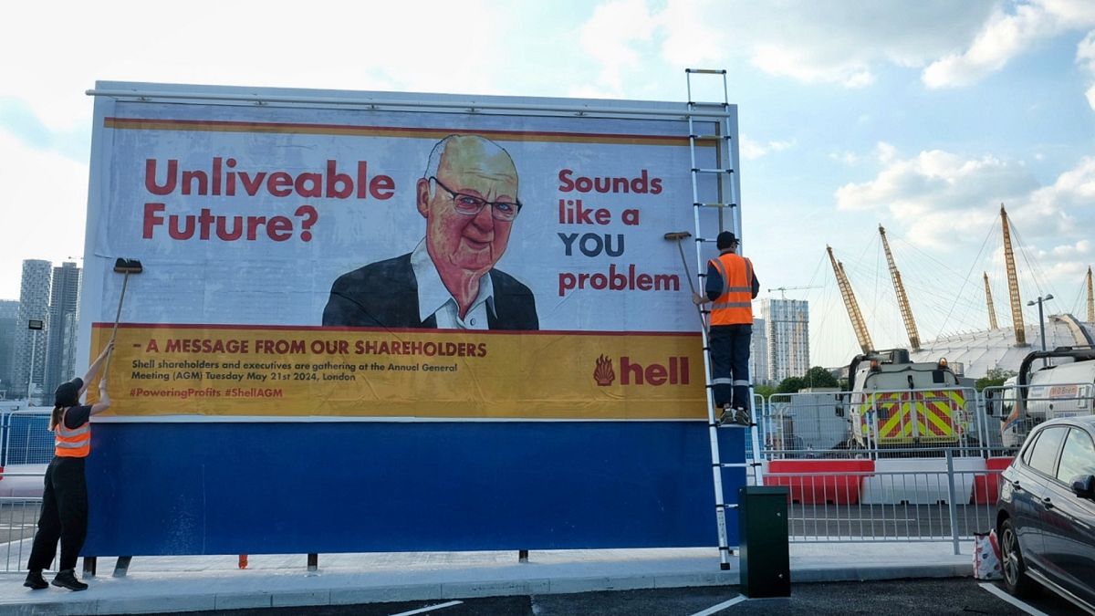 Satirical posters protesting Shell’s ‘lethal legacy’ replace 200 adverts across the UK thumbnail
