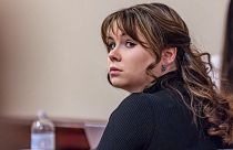 Hannah Gutierrez-Reed, the former armorer at the movie "Rust," listens to closing arguments in her trial at district court, Wednesday, March 6, 2024, in Santa Fe, N.M. 