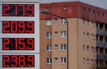 Rising fuel prices on display in Frankfurt, Germany