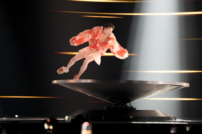 Nemo of Switzerland performs the song The Code during the second semi-final at the Eurovision Song Contest in Malmo, Sweden, Thursday, May 9, 2024