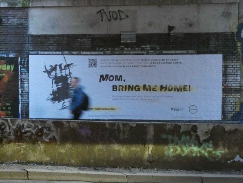 Bring Kids Back UA campaign, poster in Berlin.