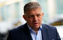 FILE - Chairman of SMER-Social Democracy party Robert Fico arrives at his party's headquarters in Bratislava, Slovakia, Sunday, Oct. 1, 2023 