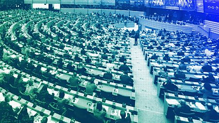 MEPs participate in a series of votes as they attend a plenary session at the European Parliament in Brussels, April 2024