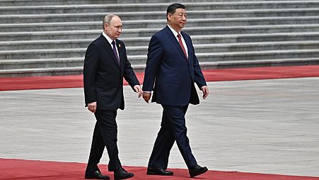 الرئيسان الصيني شي جين بينغ والروسي فلاديمير بوتين أثناء زيارة بوتين إلى بكين، مايو / أيار 2024