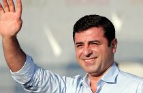 FILE - Sunday, Aug. 9, 2015 file photo, Selahattin Demirtas, then leader of the pro Kurdish Democratic Party of Peoples (HDP) 
