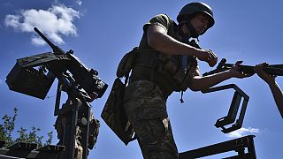Ukrainian servicemen of mobile air defence unit of Ukraine's 141st separate infantry brigade in Zaporizhzhia region, Ukraine, Thursday, May 16, 2024.