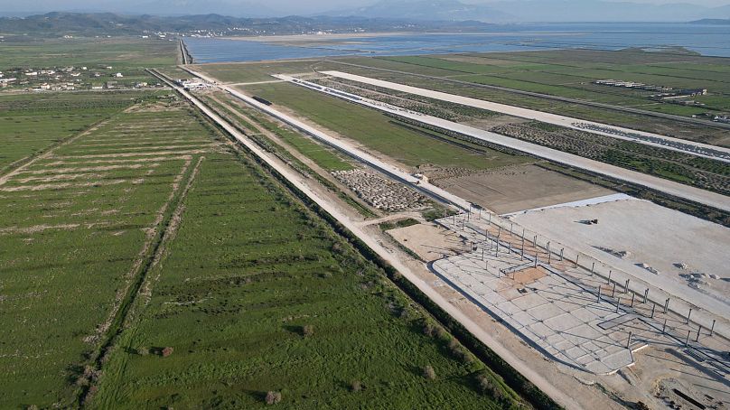 Vlora International Airport is under construction right next to Nartë Lagoon.