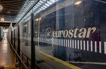 A Eurostar train at Gare du Nord train station.