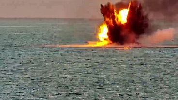 تدمير طائرة بدون طيار بحرية أوكرانية في البحر الأسود، شبه جزيرة القرم، 17 آيار 2024.