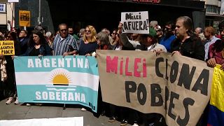 Manifestación contra la visita de Milei y el encuentro de VOX 'Viva 24'
