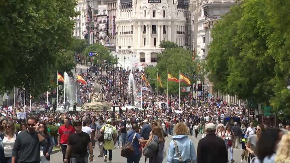 España: miles de personas se manifiestan en Madrid para defender la salud pública