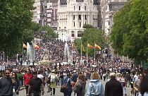 Protesta en defensa de la sanidad pública en Madrid el domingo.