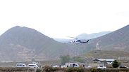 لحظة إقلاع المروحية التي تقل الرئيس الإيراني إبراهيم رئيسي من الحدود الإيرانية مع أذربيجان يوم أمس الأحد