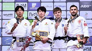 Alcuni degli atleti premiati nella seconda giornata dei Campionati del mondo di judo 