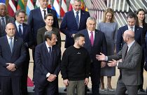 Zelenszkij ukrán elnök az EU-csúcson 2023 februárjában