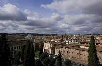 Rome's skyline is dotted with domes, including the square-based dome of the Tempio Maggiore Synagogue, left, on Tuesday, Feb. 6, 2024. (AP Photo/Andrew Medichini)