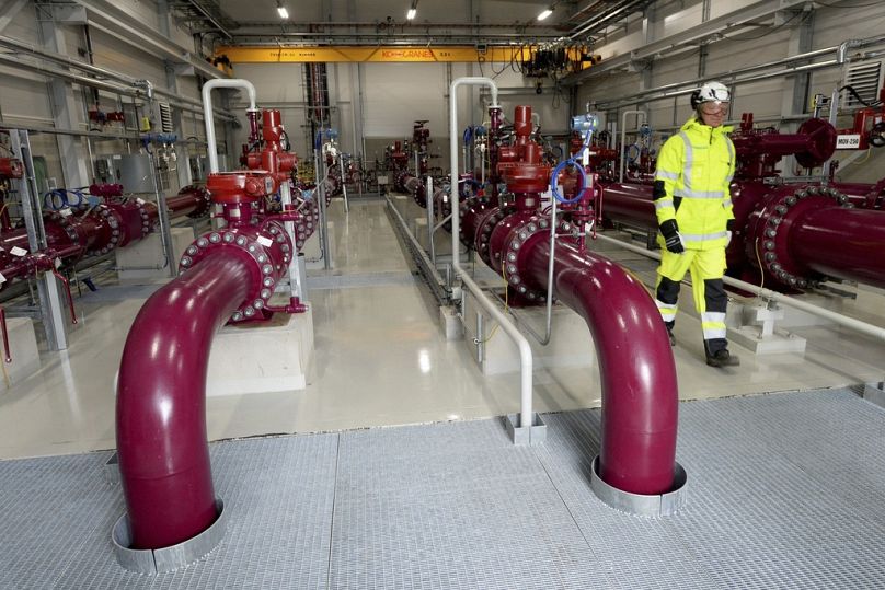 A compression station of the Baltic Connector marine gas pipeline is pictured in Inkoo, November 2019