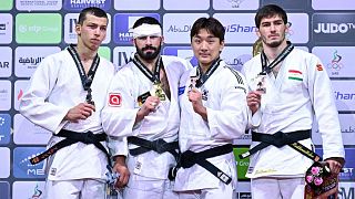 Das Siegertreppchen am dritten Tag der Judo-Weltmeisterschaften