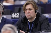 Germany's Maximilian Krah, of the far-right 'Alternative for Germany' party, grimaces during a session at the European Parliament in Strasbourg, France, April 23, 2024.