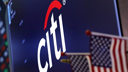 The logo for Citigroup appears above a trading post on the floor of the New York Stock Exchange. Feb. 8, 2019.