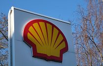 The Shell logo is at a petrol station in London.