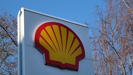 The Shell logo is at a petrol station in London.