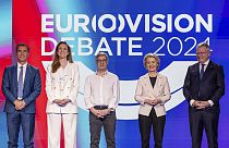 The five official lead candidates that took part in the EBU debate on May 23, 2024. 