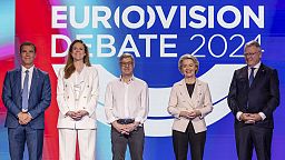 The five official lead candidates that took part in the EBU debate on May 23, 2024. 