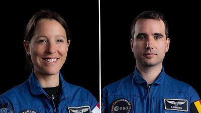 Sophie Adenot, left, and Raphael Liégeois, right, are the new picks by the European Space Agency for its next mission to the International Space Station in 2026. 