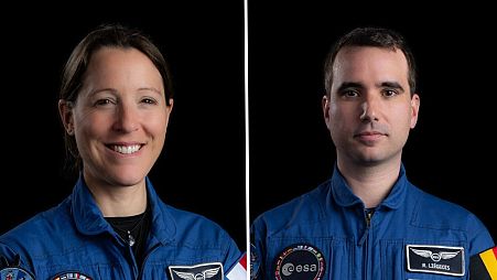 Sophie Adenot, left, and Raphael Liégeois, right, are the new picks by the European Space Agency for its next mission to the International Space Station in 2026. 