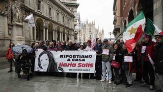 Imagen de una manifestación en favor de la antifascista italiana Ilaria Salis, que permanece detenida en Hungría.