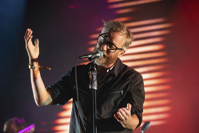 Matt Berninger, of The National, performs on stage at Shaky Knees Music Festival on Sunday, May 6, 2018