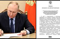 Vlagyimir Putyin aláírja a rendeletet