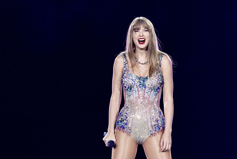 Taylor Swift performs at the Friends Arena in Stockholm, Sweden, Friday May 17, 2024.