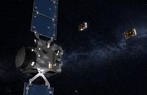 Artist's impression of ESA's Hera asteroid mission for planetary defence 