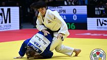 Margaux Pinot affrontait Ryoma Tanaka au finale en équipe mixte des Mondiaux de Judo d'Abu Dhabi