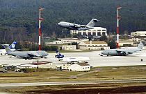 Des avions décollant de la base aérienne américaine de Ramstein, le 3 avril 2003.
