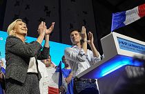 La dirigeante du Rassemblement national d'extrême droite français, Marine Le Pen, s'exprime lors d'un meeting pour les prochaines élections européennes en France, le vendredi 24 mai 2024. (AP Photo/Michel Euler