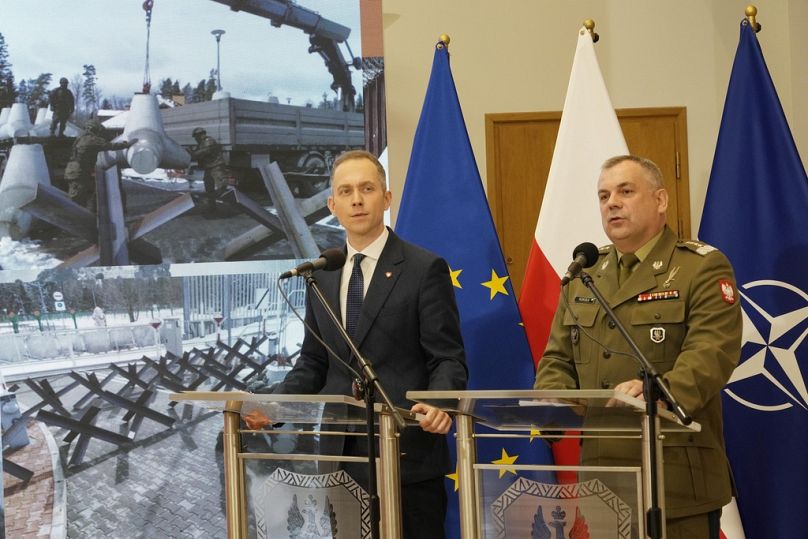 Polish armed forces' Chief of Staff. Gen Wieslaw Kukula and Deputy Defense Minister Cezary Tomczyk speak about Poland's defence in Warsaw, Poland, Monday, May, 27, 2024,