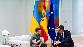 دیدار ولودیمیر زلنسکی، رئیس جمهوری اوکراین با پدرو سانچز، نخست‌وزیر اسپانیا در مادرید