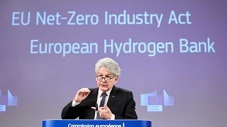 EU internal market commissioner Thierry Breton presents EUrope's anser to Biden's Inflation Reduction Act in March 2023