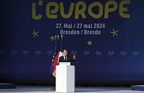 Macron discursou na "Festa da Europa" em Dresden