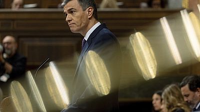 Le Premier ministre espagnol Pedro Sanchez s'exprime devant le Parlement espagnol à Madrid, le 22 mai 2024. 