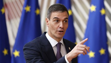 Spain's Prime Minister Pedro Sanchez arrives for a EU Summit in Brussels, 21 March 2024