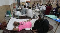 Patients of heatstroke receive treatment at a hospital in Karachi, Pakistan.