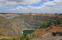 The open pit of the Greenbushes mine, Western Australia, seen from the public mine lookout.