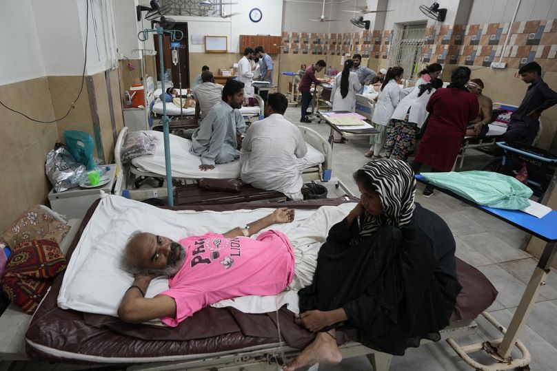 Patients of heatstroke receive treatment at a hospital in Karachi, Pakistan.